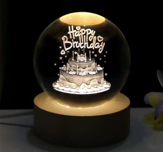 Birthday Celebration 3D Crystal Lamp