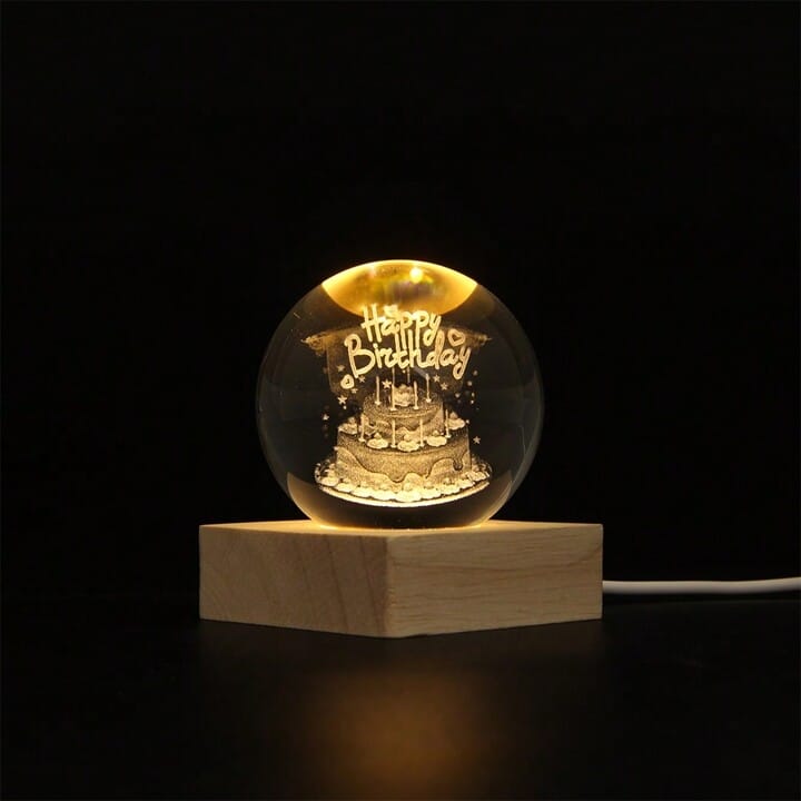 Birthday Celebration 3D Crystal Lamp